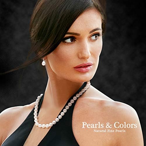 PEARLS & COLORS - Boucles d'Oreilles Perles de Culture d'Eau Douce Rondes 7-8 - Qualité AAA+ - Disponible en Or Jaune & Or Blanc - Système Poussettes