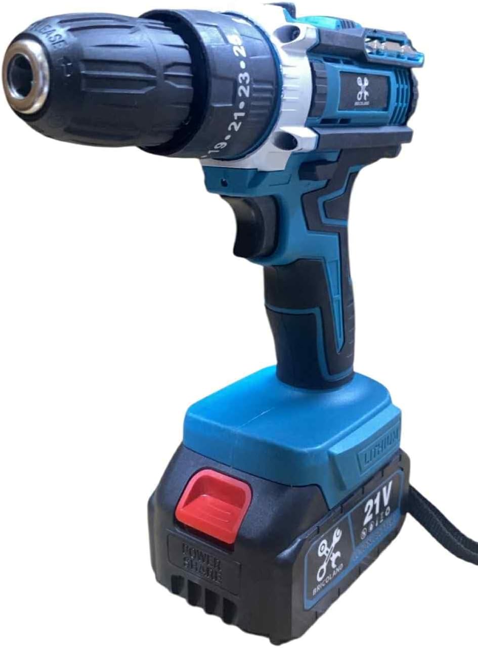 Générique Kit d'Outils Électriques Bricoland, 4 Pièces, Perceuse, Meuleuse, Clé à Choc, Perforateur, avec 4 Batteries Lithium et Chargeur Rapide
