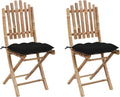 Chenshu Chaise Jardin Exterieur Chaise Exterieur Chaise de Jardin Chaises de Table de Jardin Chaises Pliables de Jardin 2 pcs avec Coussins Bambou LF