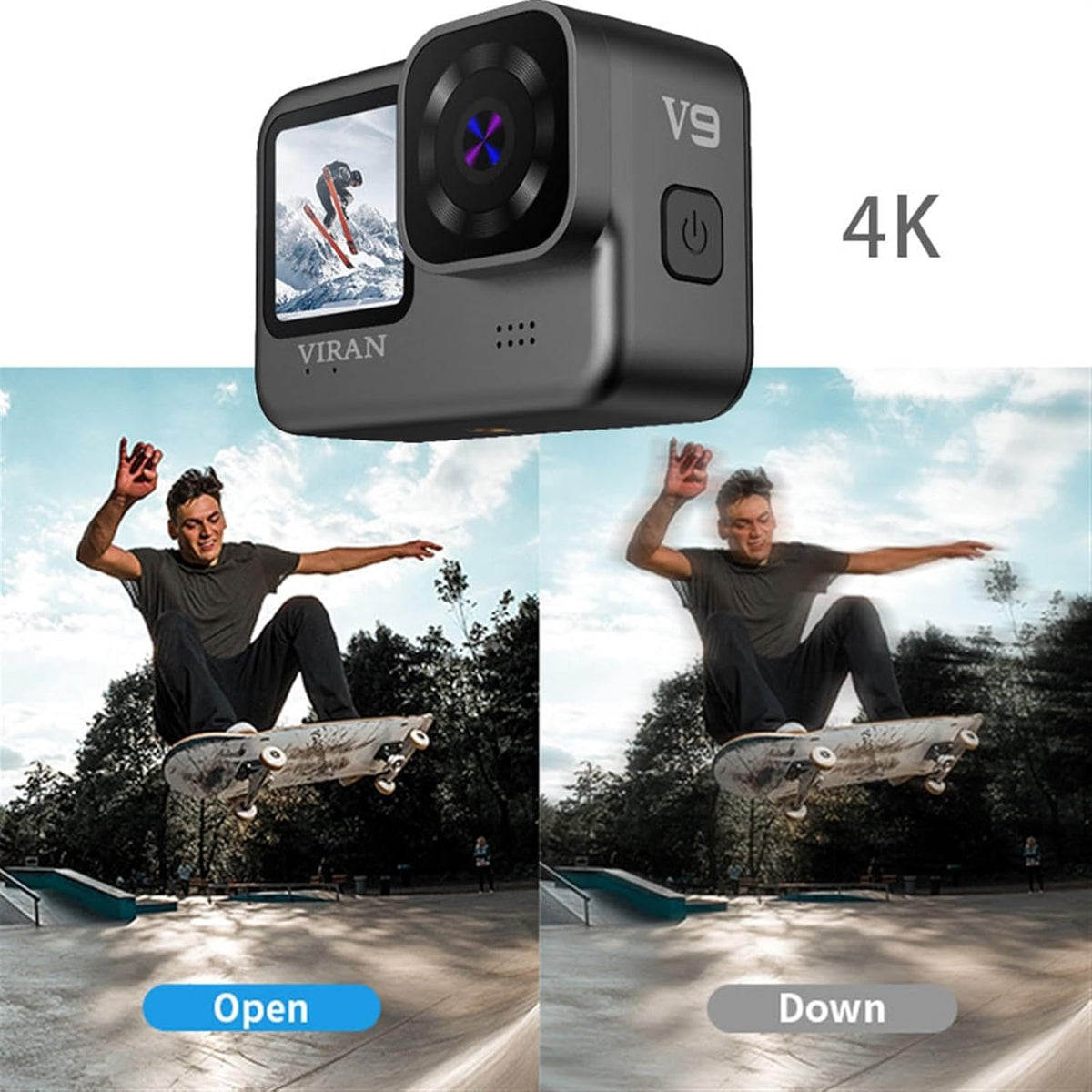 WAFOHSR Caméra d'action Anti-secousse WiFi 4K/60FPS V9 avec Écran De Télécommande Sport Grand Angle Étanche Haute RéSolution XJ-V9