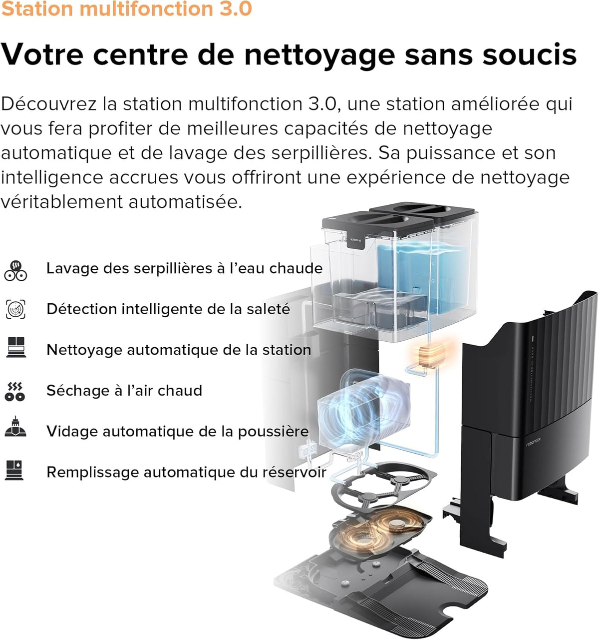 roborock Qrevo Master Set Aspirateur Robot avec FlexiArm Brosse & Serpillière pour Couverture des Coins, Aspirateur Laveur avec Deux Serpillière & Brosse DuoRoller Soutien 10000Pa, Détecter de Saleté