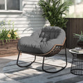BestAlice Chaise à Bascule d'extérieur avec Coussins, Fauteuil a Bascule Exterieur Interieur en rotin, Fauteuil de Jardin Exterieur avec Coussins en Tissu rembourré pour Porche, Jardin