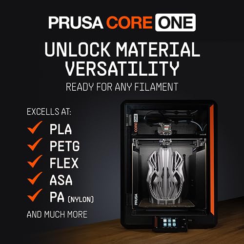 Prusa Core One, imprimante 3D FDM prête à l'emploi, assemblée et testée, Feuilles d'impression Amovibles, Bobine de PLA Prusament de 1 kg Inclus, Taille d'impression 9,8 x 8,6 x 10,6 Pouces