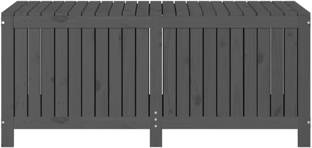 vidaXL Boîte de Rangement de Jardin, Coffre à Outils avec Couvercle, Bac de Rangement, Organisateur de Salon Chambre, Moderne, Gris Bois de Pin Massif
