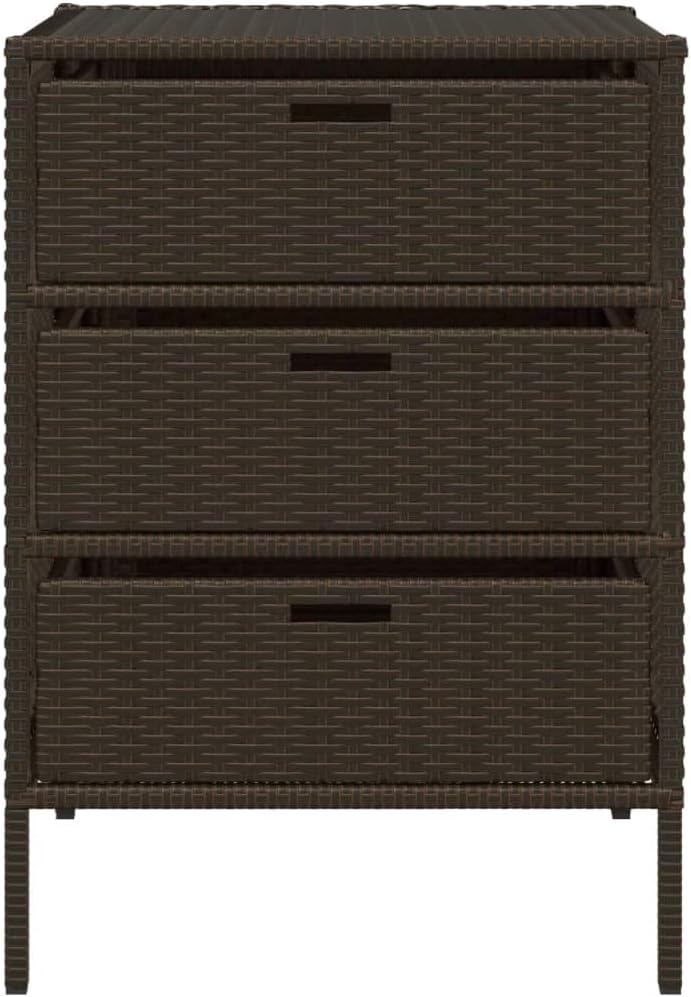 Homgoday Armoire de rangement de jardin marron 55 x 59 x 80 cm en polyrotin Boîtes de rangement d'extérieur