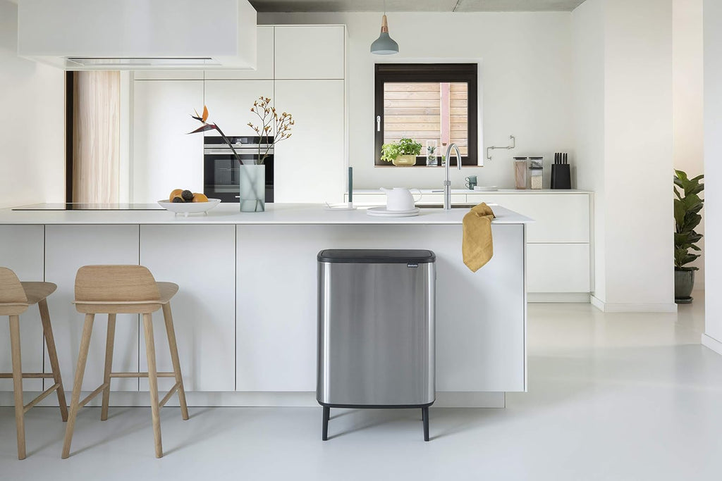 Brabantia - 130649 - Poubelle Bo Touch Bin Hi, 2x30L, Matt Steel Fingerprint Proof