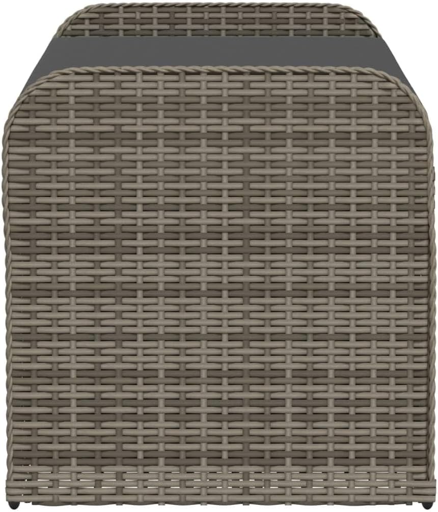 Canditree Banc de Rangement Extérieur avec Coussin, Coffre de Rangement en Résine Tressée pour Jardin Patio, 115 cm (Gris)
