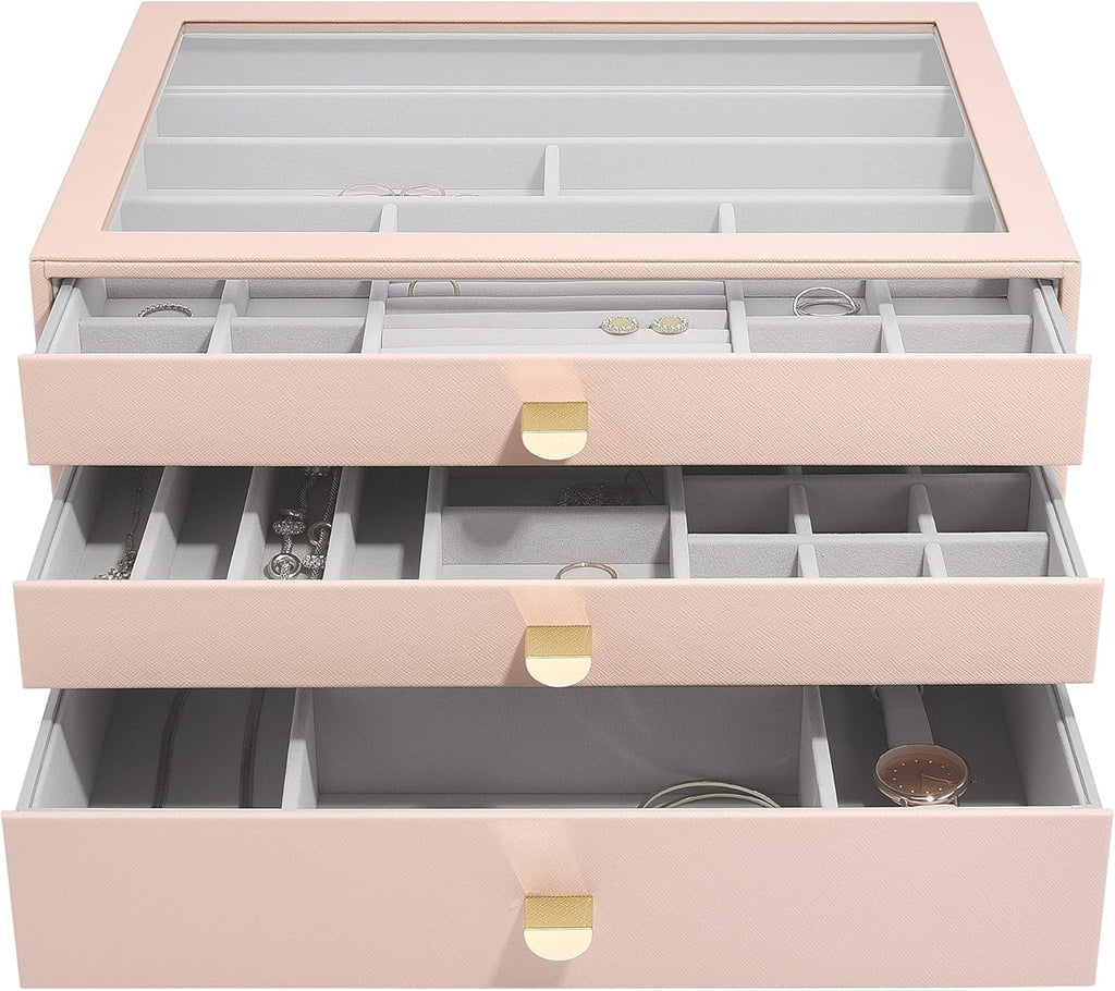 Stackers Blush Supersize Jewellery Box - Set of 3 (with Drawers)