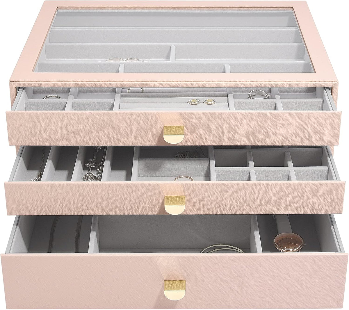 Stackers Blush Supersize Jewellery Box - Set of 3 (with Drawers)