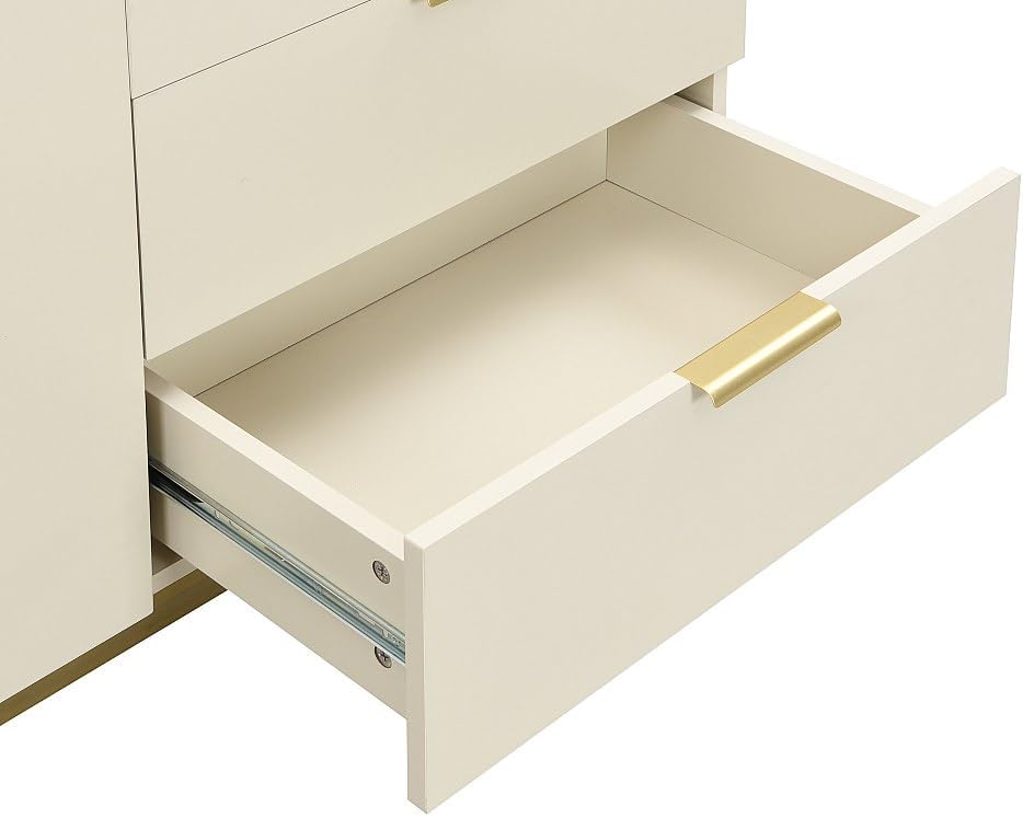 Vente-unique - Secrétaire avec 2 Porte et 3 tiroirs - MDF et métal - Beige - Erwin - avec Rangement