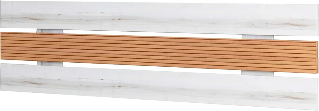 Arles Lot de meubles modernes pour chambre double Blanc Albo et chêne rayé