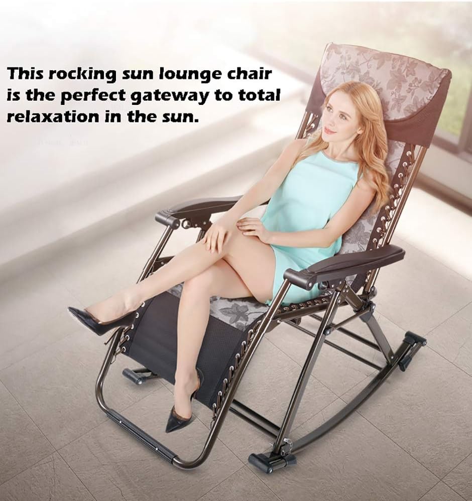 Fauteuil à Bascule Fauteuil à bascule de jardin robuste inclinable - Siège de chaise longue réglable à gravité zéro pour terrasse extérieure, terrasse, pelouse, camping, chaise de détente, support 20