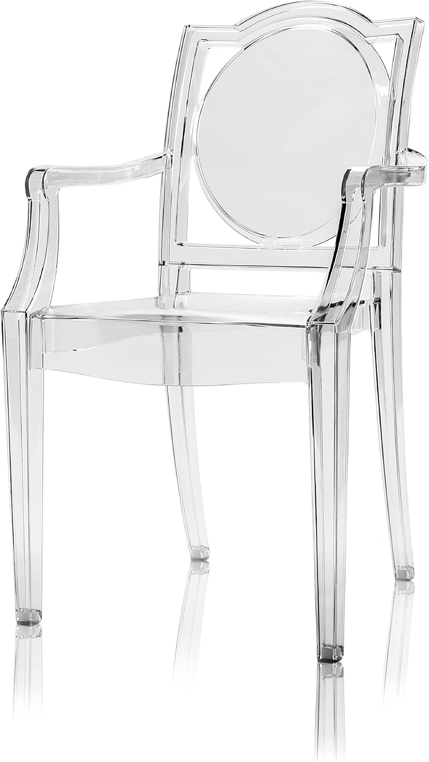 La16 Chaise FANTÔME Transparente avec ACCOUDOIRS en Polycarbonate - Lot de 4 fauteuils - Neutre