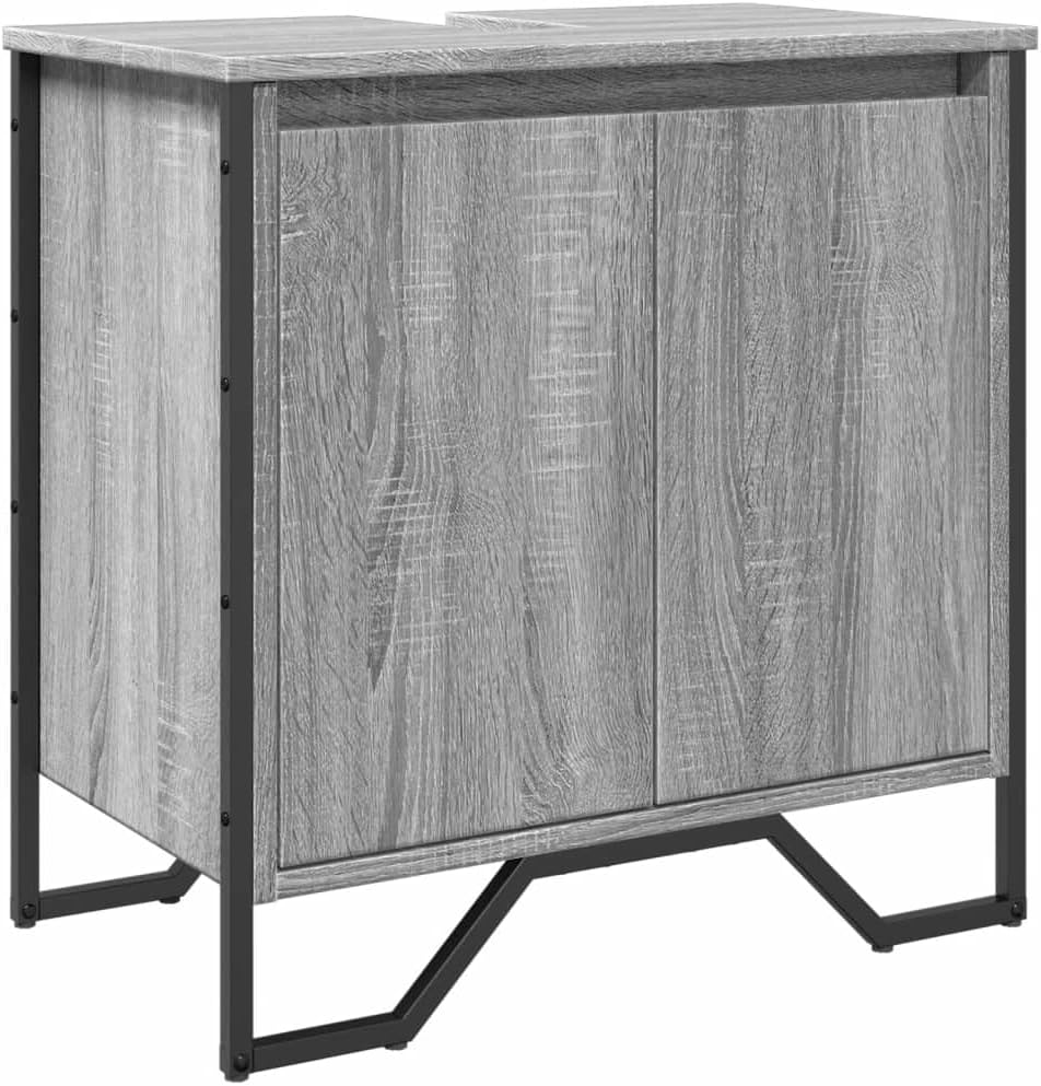 LLEZKBR Ensemble de meubles de salle de bain - Meuble d'évier de salle de bain - Gris Sonoma - 60 x 35 x 60 cm - Bois d'ingénierie