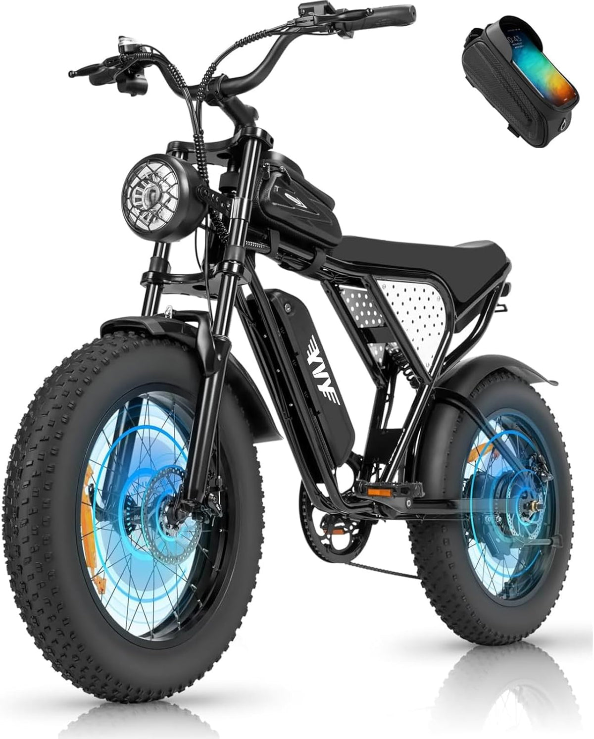 YVY Vélo Électrique, Batterie Amovible 20/40Ah, Autonomie 120km/150km/300km, Fat Bike Électrique, VTT Électrique 7 Vitesses, E-Bike Double Suspension, Double Disque, Écran LCD
