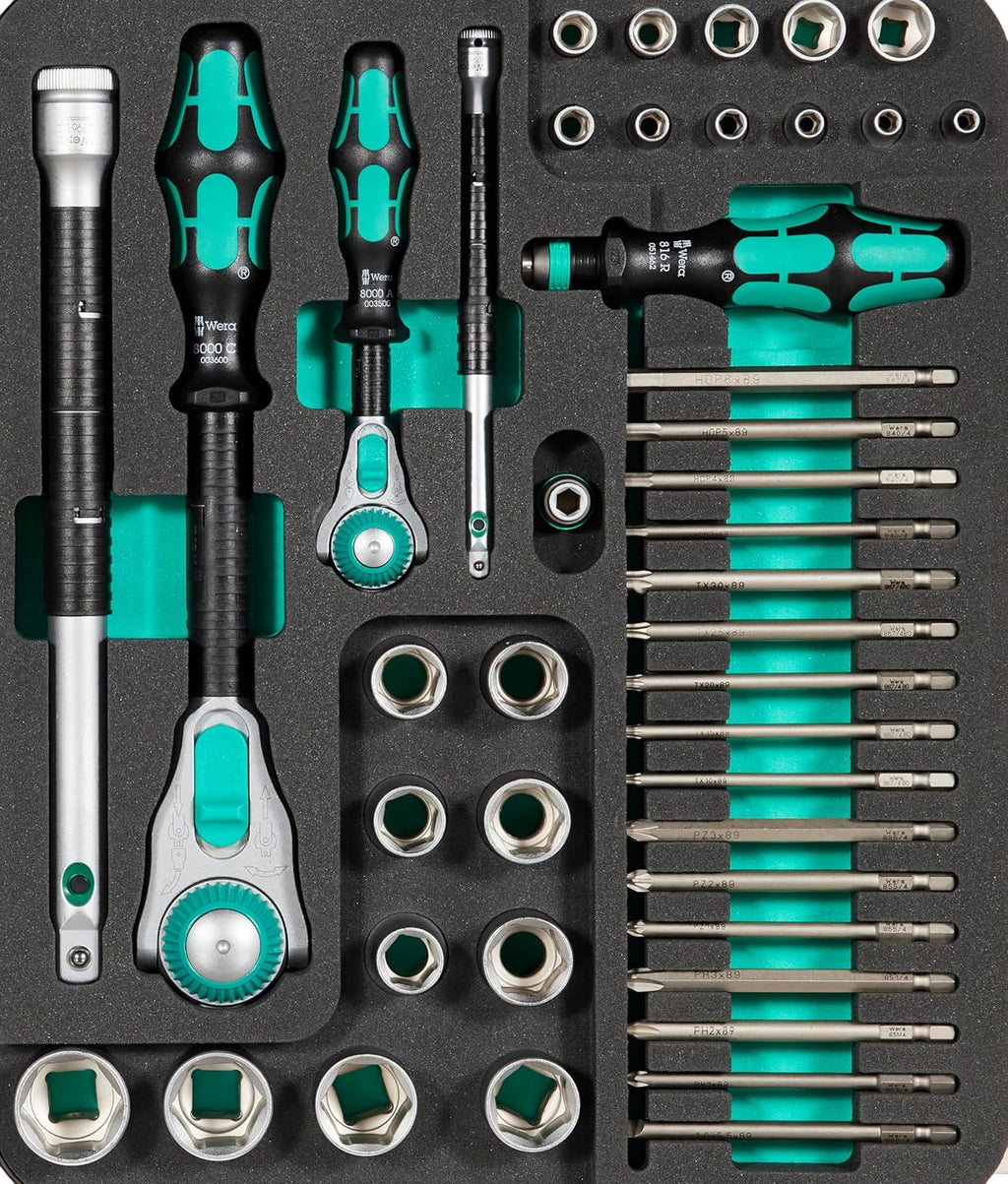 Wera Jeu de cliquet, Vert, 1/4, 1/2 Pouce métrique, 43-tlg