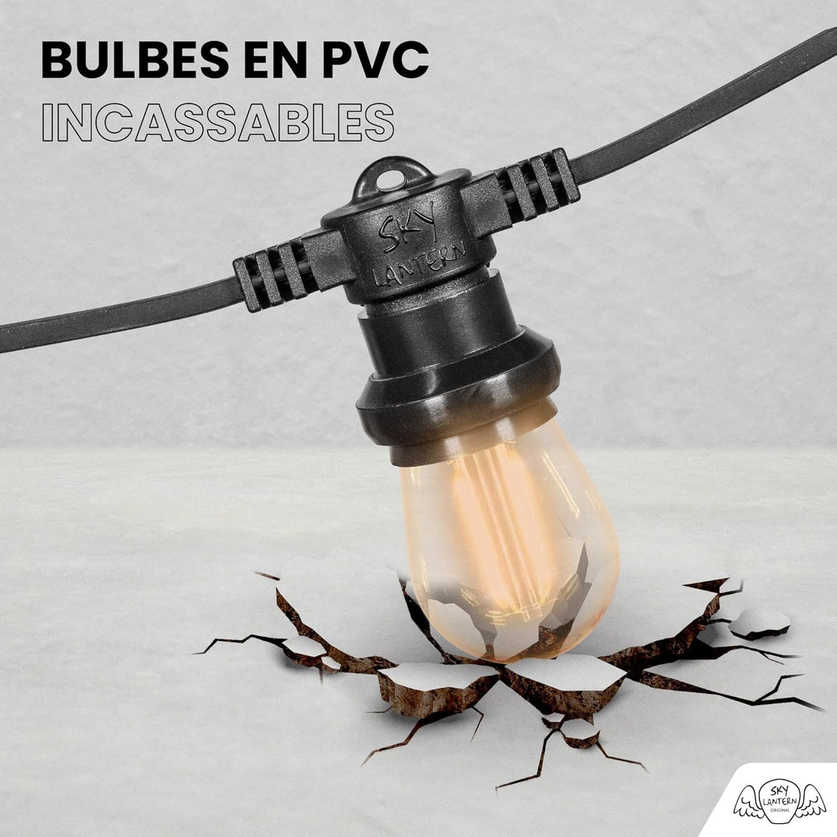 SKYLANTERN Guirlande Guinguette 20M 60 Bulbes Filament Ambré - Guirlande Lumineuse Ampoule E27 Ambrée - Guirlande Guinguette Led Filament rétro