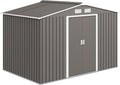 Outsunny Abri de Jardin en métal 5,4 m² cabane de Jardin 277 x 195 x 192 cm cabanon Rangement Outils avec kit de Fondation, Porte coulissante verrouillables et 4 aérations - Gris