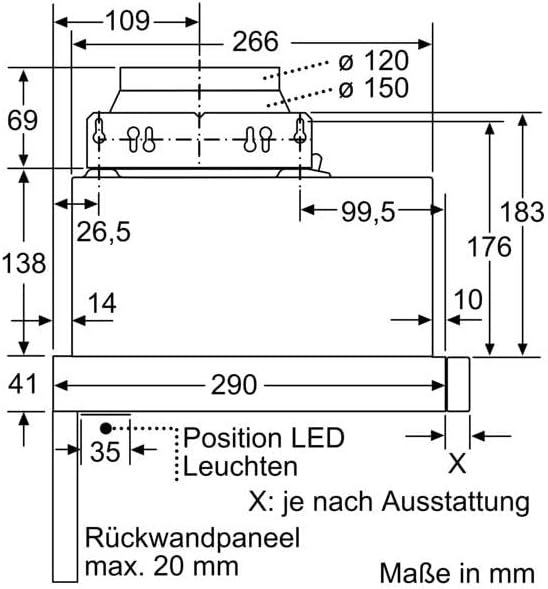 Bosch DFM064W54 Hotte télescopique Série 2, 1 moteur, 3 vitesses d'aspiration Eclairage LED, 60 cm, Silver