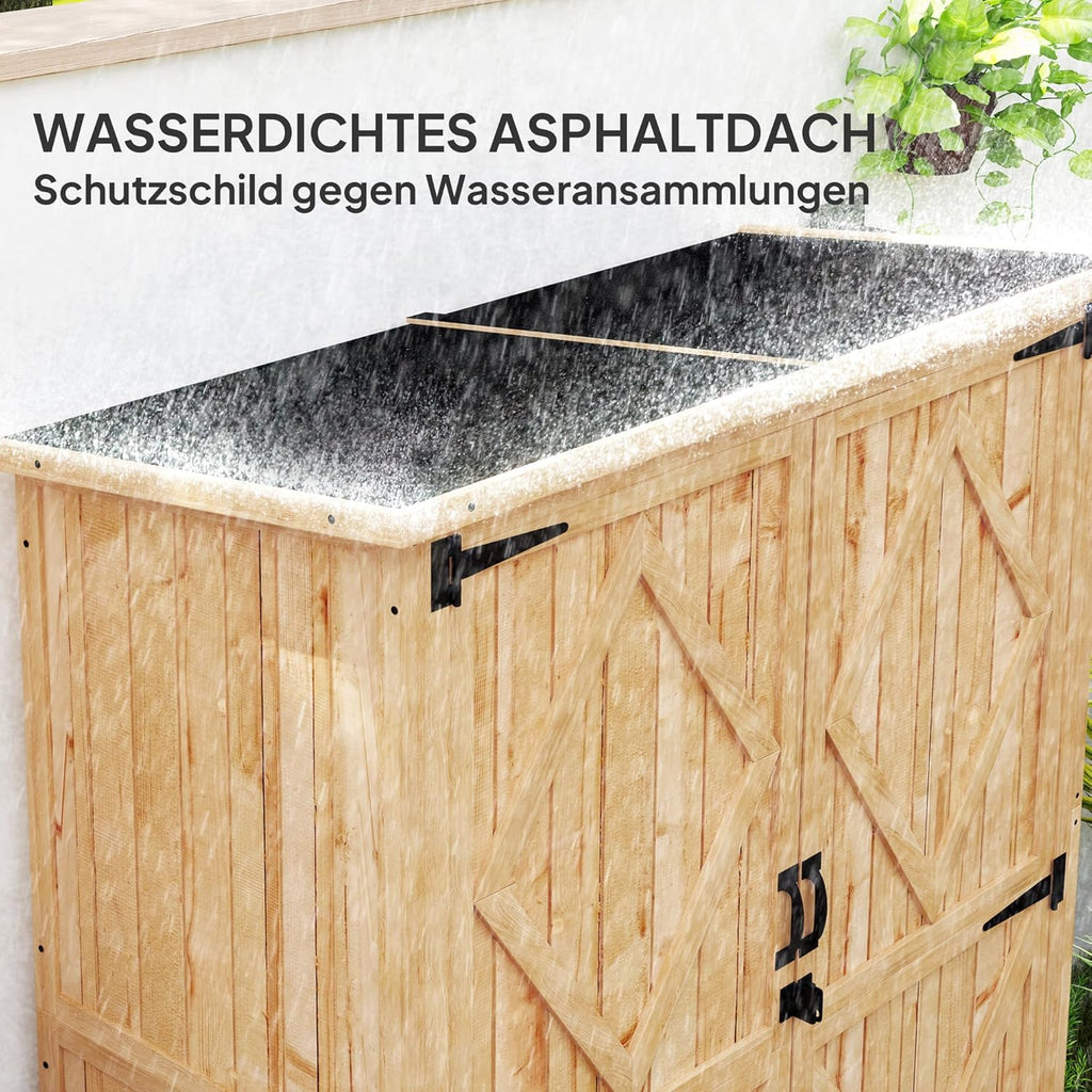 Outsunny Armoire de jardin en bois, abri de jardin avec double porte verrouillable, toit en asphalte, étagère 116,5x57x167cm, résistant aux intempéries, abri de jardin pour le jardin, la terrasse,