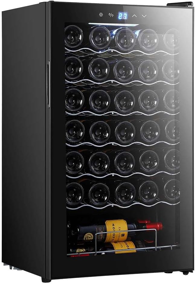Cecotec Cave à vin 34 bouteilles Bolero grandsommelier 34030 black compressor, 80 L, Refroidissement par compresseur, Température réglable de 5 à 18°C, Commande tactile, Affichage, LED intérieur.