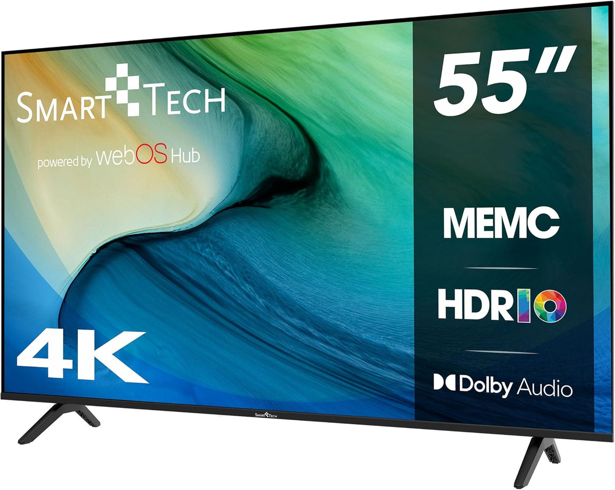 Smart Tech TV LED 4K UHD 55' (139 cm) Smart TV Web OS-55UW02K- Molotov, Netflix, Prime Video, Disney+ - 3xHDMI - 2xUSB - MEMC- Dolby Audio