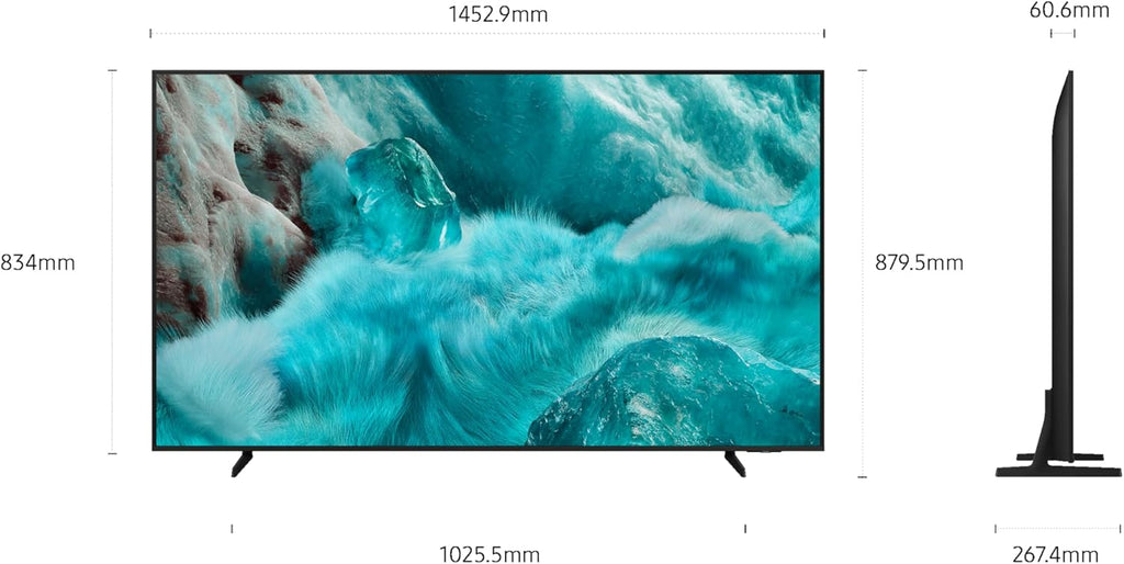 TV AI 65 Pouces QLED 65Q7F3 4K Smart TV, Quantum Dots, Q4 AI Processor, WiFi, Airplay, HDR, Q-Symphony, OTS Lite, Knox Security, Gaming Hub, Bixby, Application opérateurs intégrées