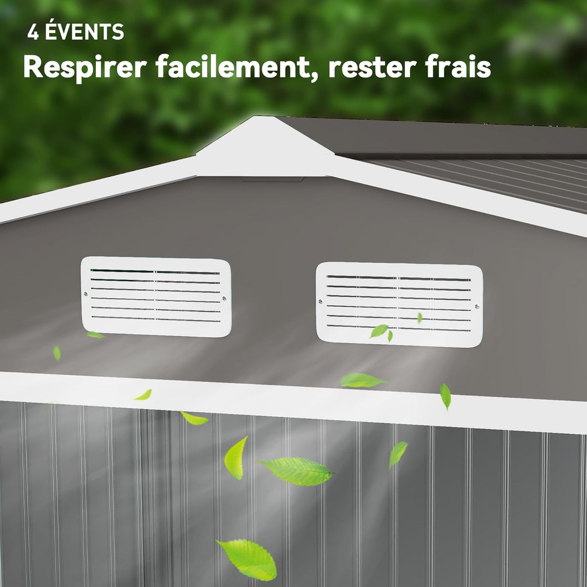 Outsunny Abri de Jardin en métal 5,4 m² cabane de Jardin 277 x 195 x 192 cm cabanon Rangement Outils avec kit de Fondation, Porte coulissante verrouillables et 4 aérations - Gris