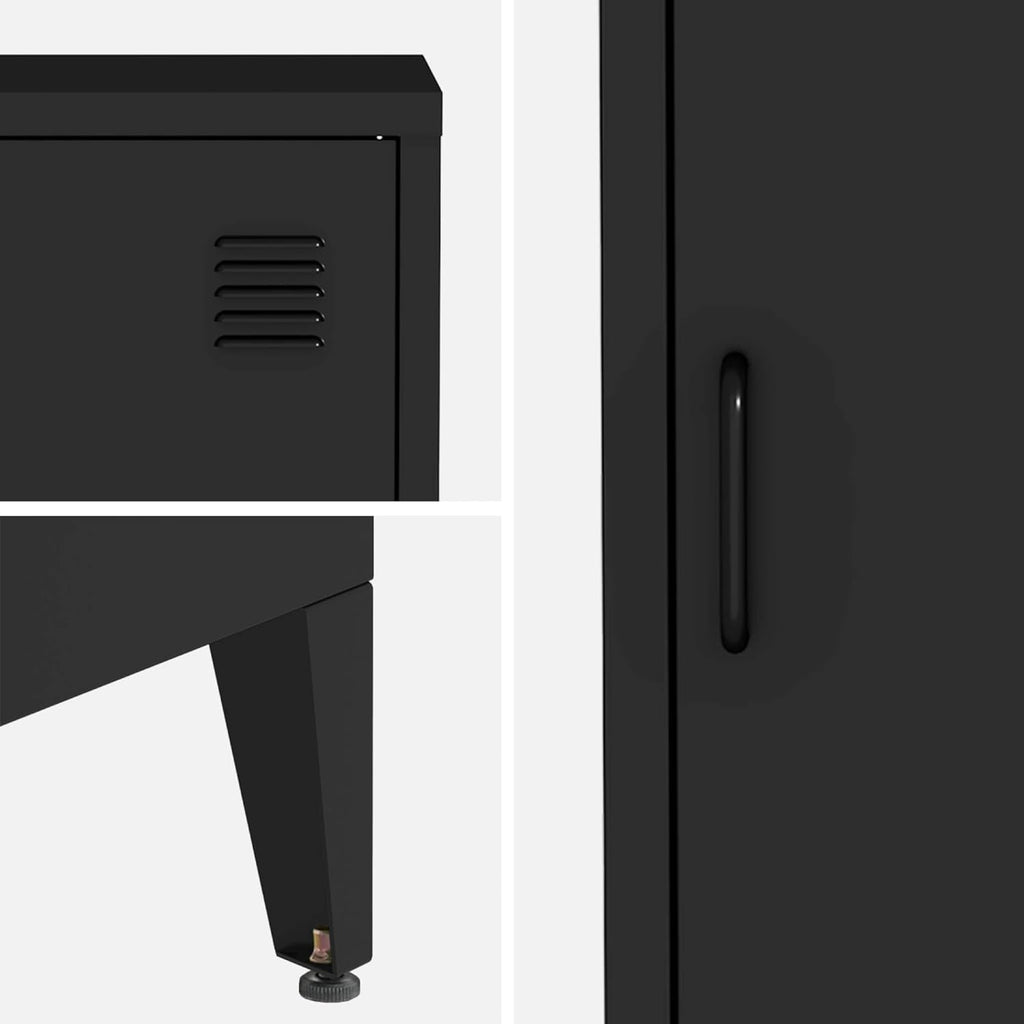 sweeek - Armoire Chambre Enfant en Acier Noir. 4 espaces de Rangement. casier. L 38 x P 38 x H 180 cm