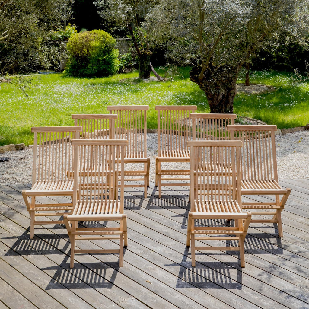 Happy Garden Lot de 8 chaises de Jardin Pliantes en Teck Lombok.