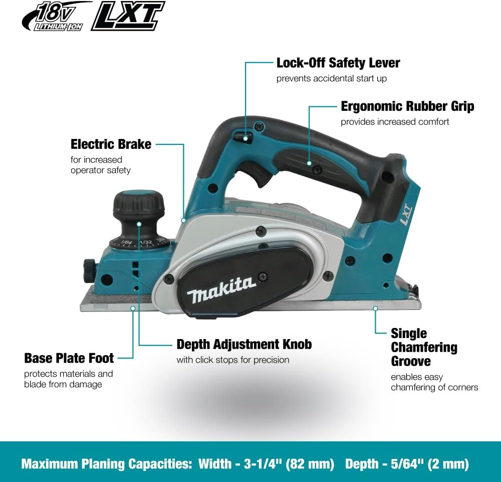 RABOT 82 MM 18 V LXT -DKP180Z & Coffret empilable robuste Makpac Taille 3 - 821551-8