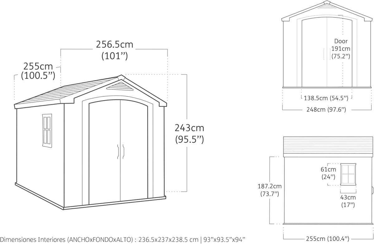 KETER Abri de jardin FACTOR 88 - 6,3m2 257 x 255 x 243 cm beige et marron K209875