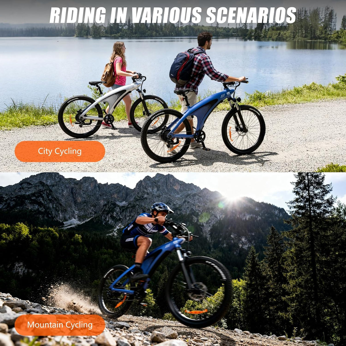 HX Q5 Vélo Électrique pour Adultes, E Bike 27,5 * 2,25'' Tout-Terrain, Jusqu'à 110km, 48V 20Ah Batterie Amovible, Shimano 7 Vitesses, VTT Électrique Homme Femme Fourche Suspendue, Freins Hydrauliques