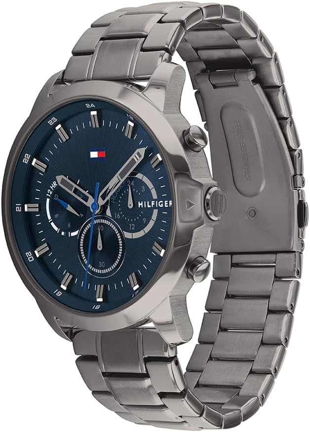 Tommy Hilfiger Montre Analogique Multifunction à Quartz pour Homme avec Bracelet en Acier Inoxydable ou Cuir
