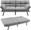 COSTWAY Canapé-Lit Convertible 5 en 1 avec Dossier et Accoudoirs Réglables, Canapé Futon 3 Places en Mousse à Mémoire, Pieds Métalliques, pour Petits Appartements, Salon, Bureau, Charge 273 kg (Gris)