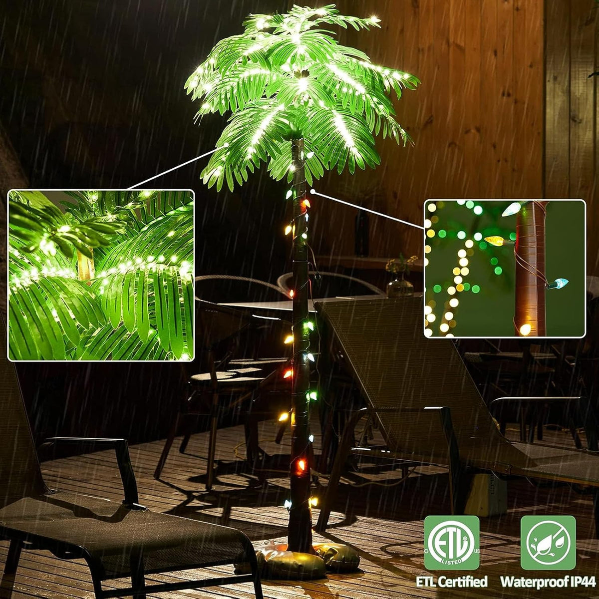 Chiyyak Lampe à Coco à la Maison, 120 Cm D'éclairage de Palmier de Palmier Grand-mère IP65 pour le Patio