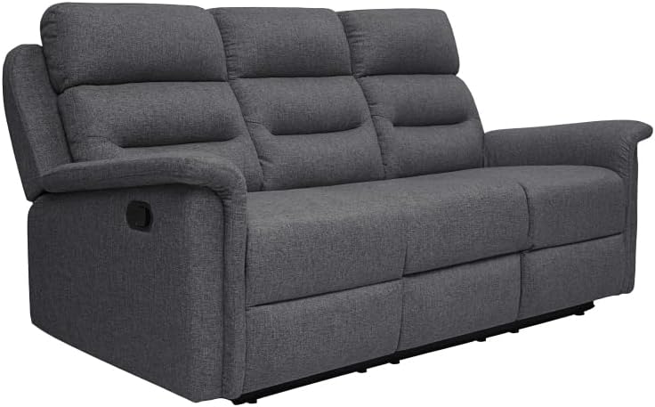 LOUNGITUDE - Canapé de Relaxation Manuel 3 Places en Tissu - Gris foncé