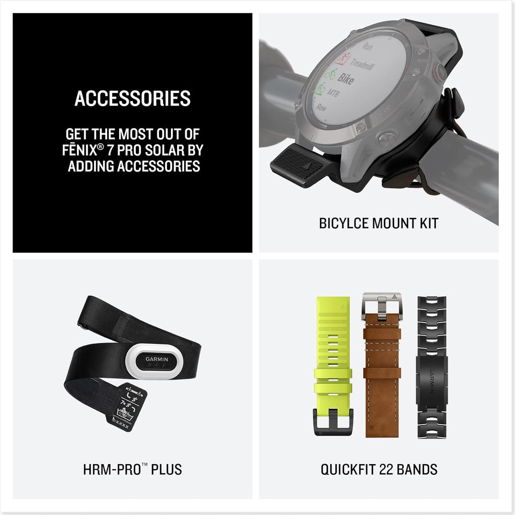 fēnix 7 Pro, Solar - Montre GPS Multisports connectée – Gray avec Bracelet Noir – Boîtier 47 mm (Reconditionné)