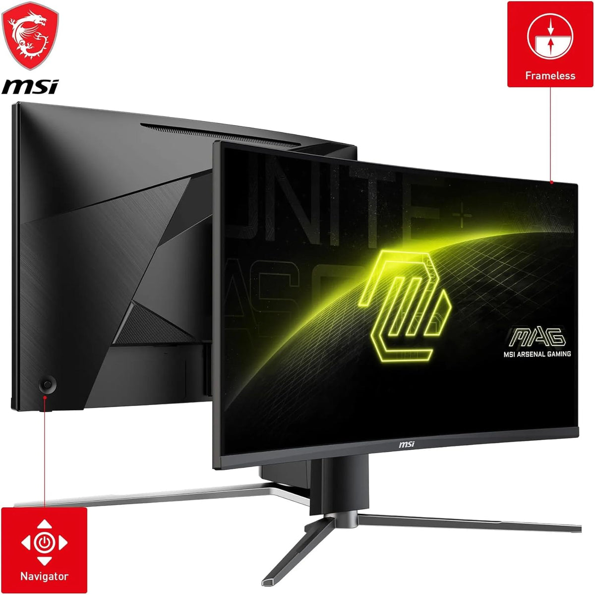 MSI MAG 27CQ6PF Écran Gaming incurvé FHD de 27" - Dalle Rapid VA 2560 x 1440 1500R, 180 Hz / 0,5ms (GtG, Min.), AMD FreeSync - DP 1.2a, HDMI 2.0b CEC