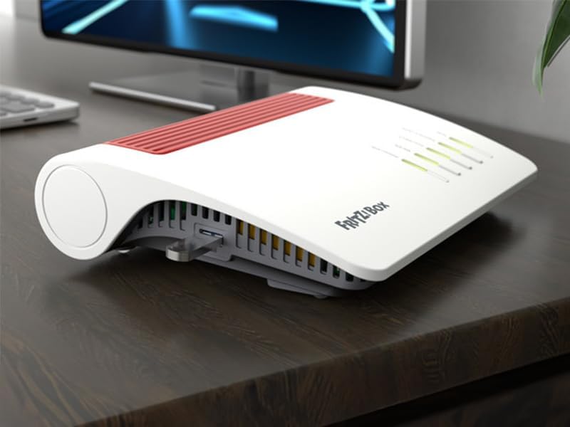 AVM Fritz!Box 7590 AX Edition (Routeur Wi-FI 6, 2400 Mbps (5 GHz) & 1200 Mbps (2,4 GHz), y Compris clé USB SanDisk, Mesh Wi-FI, Base DECT)
