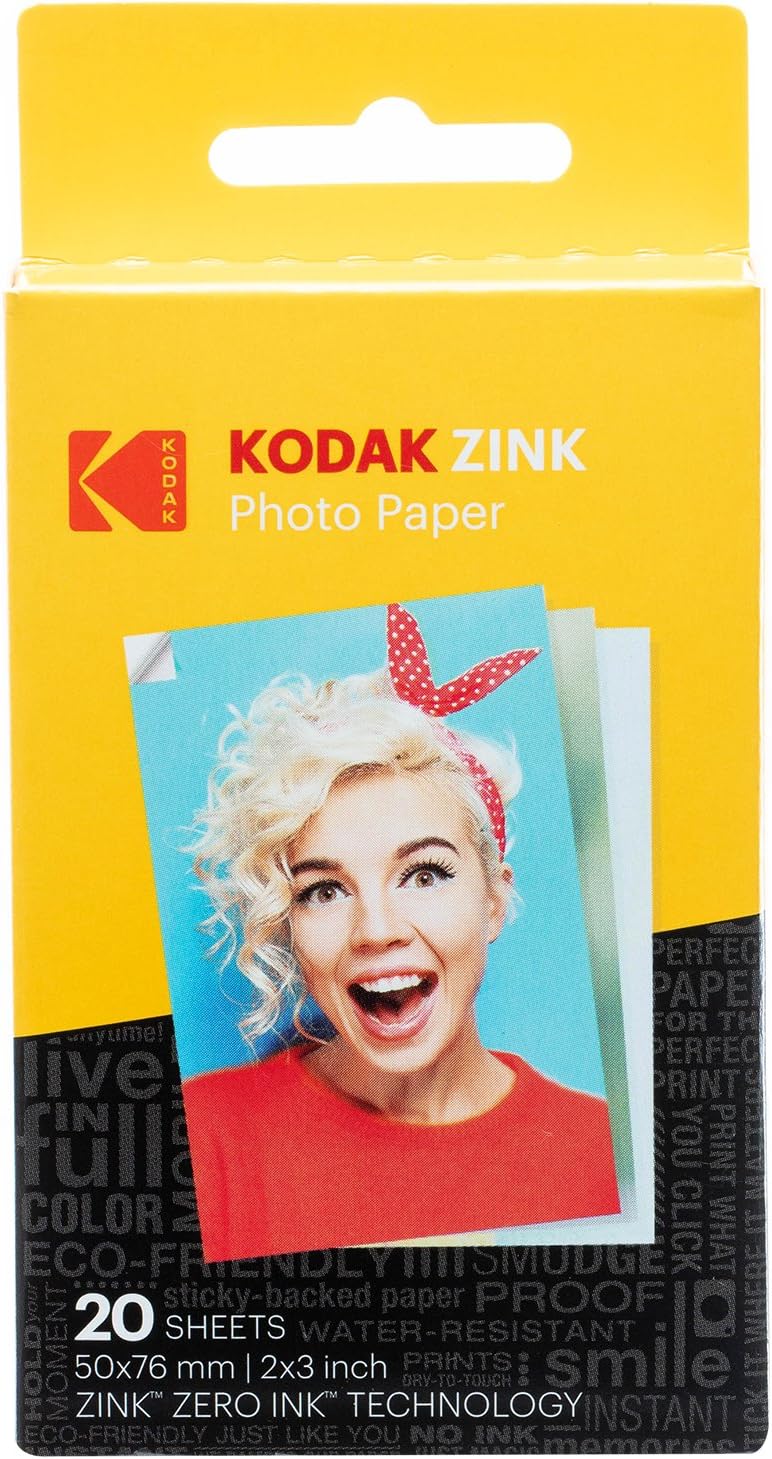 KODAK Step Touch Appareil Photo instantané avec écran Tactile LCD de 3,5 Pouces Blanc Bundle : étui, album, marqueurs, paquet de 20 papiers Zink, autocollants
