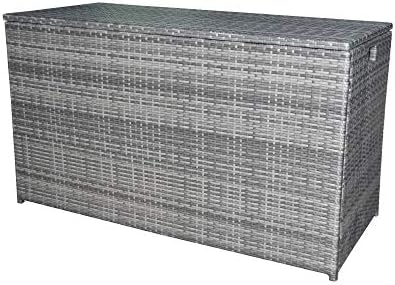 Teamson Home Coffre de Jardin Rangement extérieur avec Couvercle et Grande capacité 700L résistant aux intempéries Gris PT-OF0010G