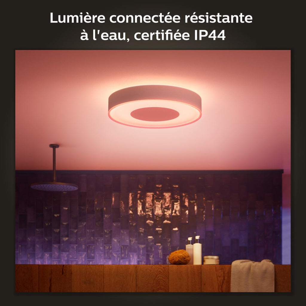 Hue White and Color Ambiance, Plafonnier Xamento Large, Blanc, compatible Bluetooth, fonctionne avec Alexa, Google Assistant et Homekit