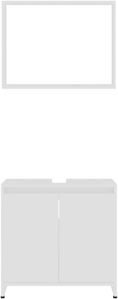 vidaXL Ensemble de Meubles de Salle de Bain 4 pcs, Ensemble de Armoires avec Rangement, Organisateur de Toilette Intérieur, Blanc Bois d'Ingénierie