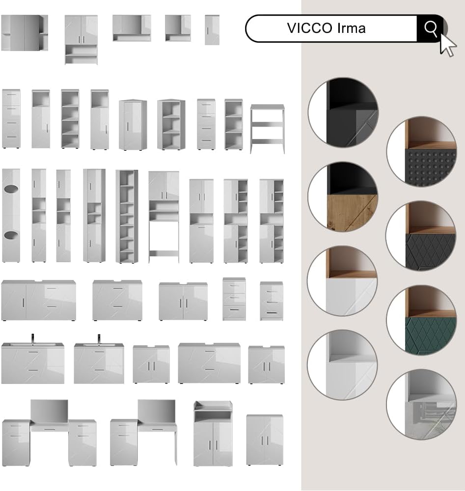 Vicco Meuble sous Vasque Irma, Anthracite/Artisan, 120.1x60.6cm avec 2 tiroirs et 1 Porte