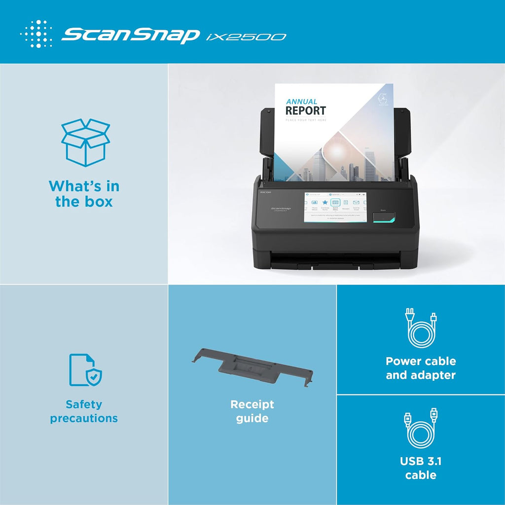 Ricoh ScanSnap iX2500 Scanner ADF 600 x 600 DPI A4 Noir (Ricoh ScanSnap iX2500 - Scanner de documents - Double CIS - Recto verso - 279 x 432 mm - 600 dpi x 600 dpi - jusqu'à 45 ppm [mono] / jusqu'à 45