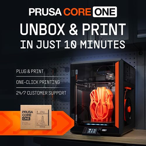 Prusa Core One, imprimante 3D FDM prête à l'emploi, assemblée et testée, Feuilles d'impression Amovibles, Bobine de PLA Prusament de 1 kg Inclus, Taille d'impression 9,8 x 8,6 x 10,6 Pouces
