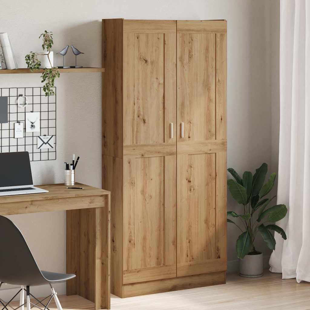 Buffet haut chêne artisanal 82,5x30,5x185 cm bois d ingénierie
