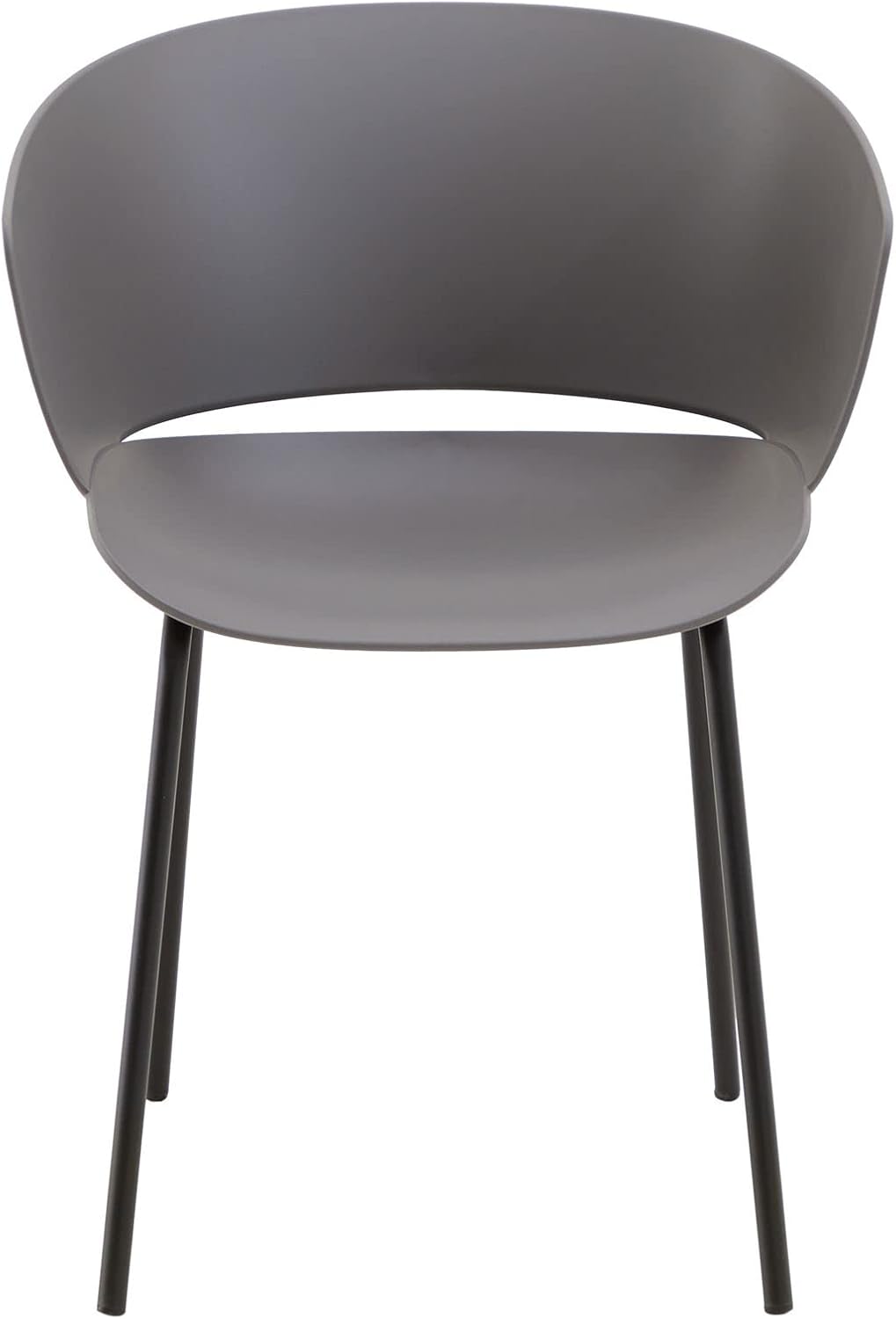 IDIMEX Lot de 4 chaises de Jardin NIVEL Fauteuil d'extérieur en Plastique Gris résistant aux UV et Pieds en métal Noir