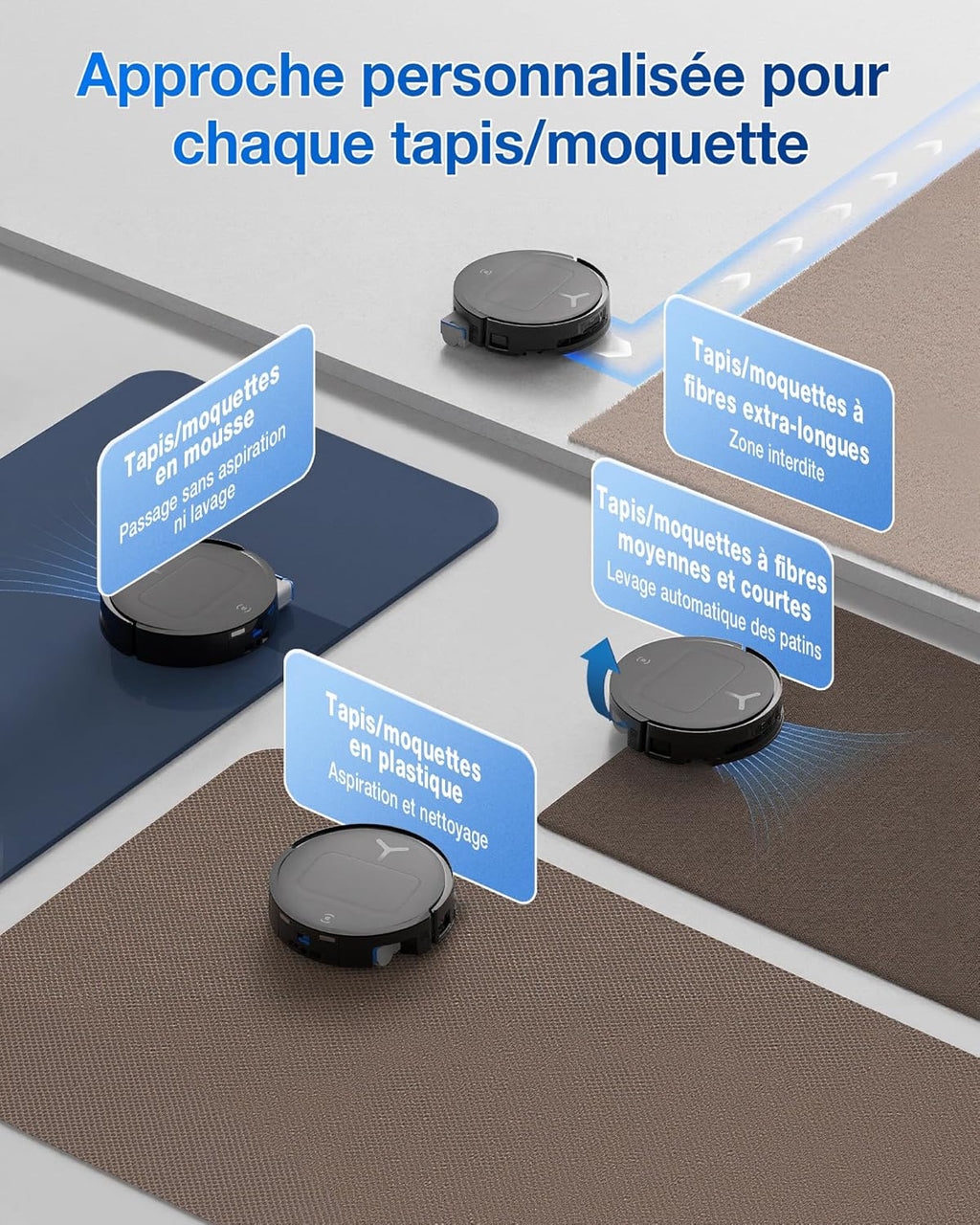 ECOVACS DEEBOT T80 Omni Robot Aspirateur Laveur, 18 000 Pa, Nettoyage Automatique instantané OZMO Roller, ZeroTangle 3.0, Lavage à l'eau Chaude 40-75 ℃, Séchage à air Chaud, Noir